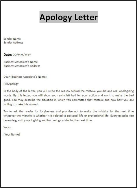 Professional Apology Letter Free Sample Letters Of Apology For Personal And Professional