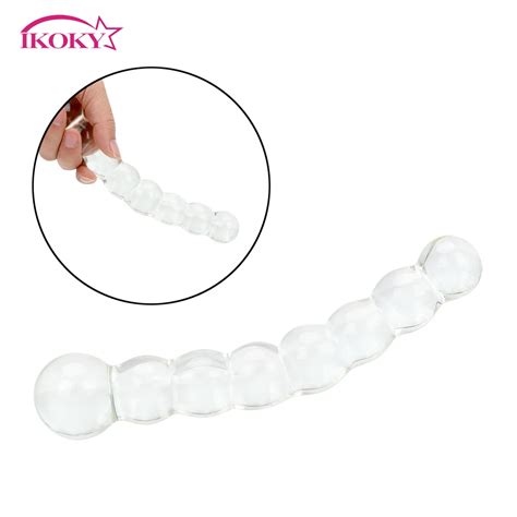ikoky 8 beads crystal anal plug sex products prostate massager sex toys for women glass butt