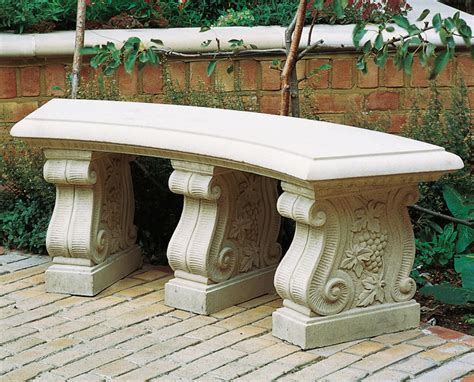 Double Length Ivy Curved Stone Bench Large Garden Benches