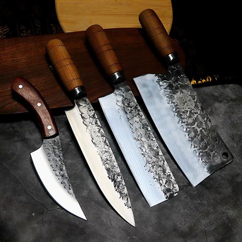 Hand Made Japanese Chef Kitchen Knife Set Carbon Steel Forging Butcher