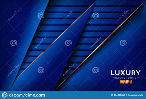 Luxurious Premium Blue Abstract Background With Golden Lines Overlap