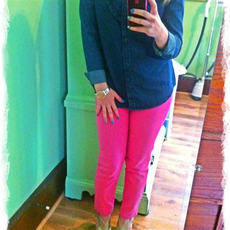 Casual Day Hot Pink Jeans And Denim Shirt