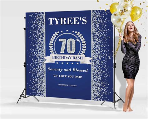 Royal Blue And Silver Customized Backdrop 70th Birthday Etsy