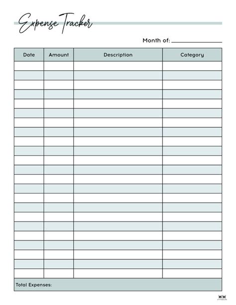 Free Expense Tracker Worksheet Printable