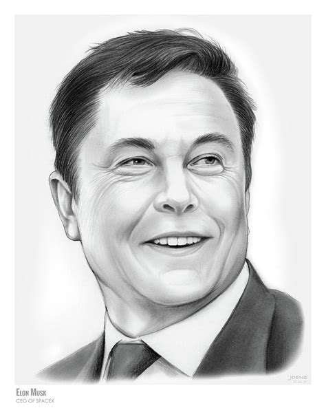 Elon Musk Drawing By Greg Joens Pixels Merch