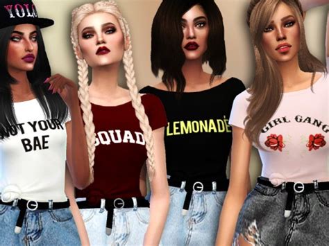 The Sims Resource Not Your Bae Crop Tops By Simlark