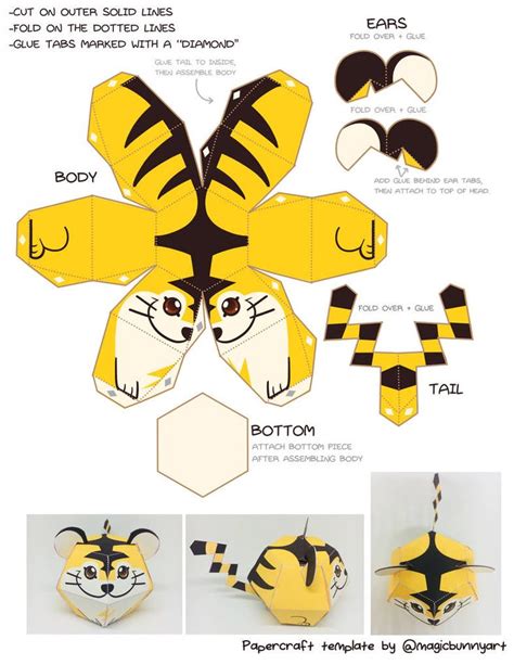 Tiger Papercraft Template By Magicbunnyart On Deviantart Papercraft