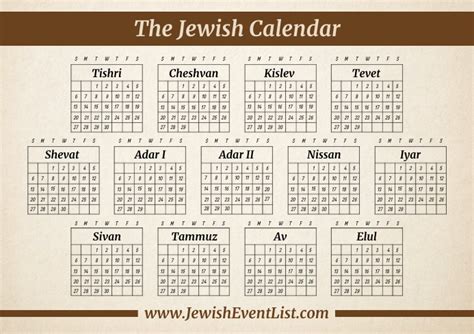 Copy Of Jewish Calendar Printable Template Postermywall