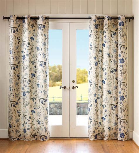 Jacobean Thermalogic Grommet Top Curtains 84l Pair Blue Plowhearth