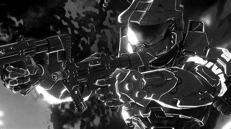 Halo Master Chief Halo Master Chief Collection Xbox One Video Games Artwork Monochrome