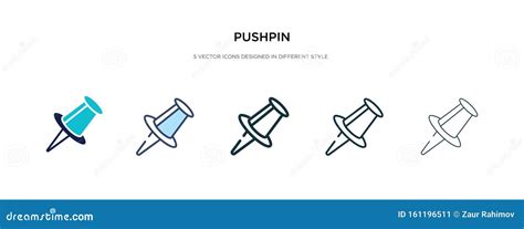 Pushpin Icon In Different Style Vector Illustration Two Colored And