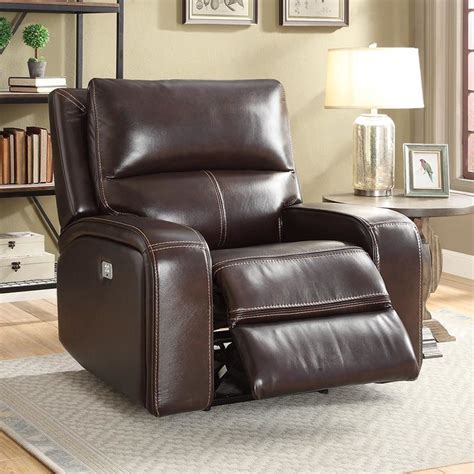Fdw recliner chair single reclining sofa leather chair home theater seating living room lounge chaise with padded seat backrest (brown). Zach Brown Leather Power Recliner Armchair | Costco UK