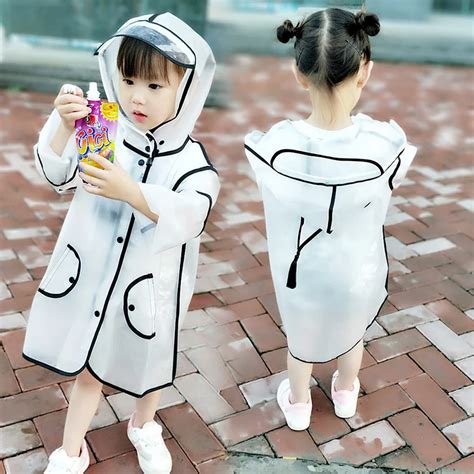 Baby Kids Raincoat Children Transparent Raining Jacket Unisex Boy Girl