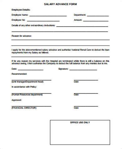 The letter should be written in formal business style, and if there are any forms required by the. Printable Form For Salary Advance : Payroll Deduction Form Template 10 Free Sample Example ...