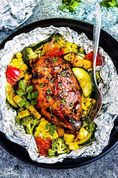 Wrap each cob in aluminum foil so that it is. Grilled Honey Barbecue Chicken Foil Packets | The Recipe ...