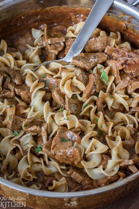 Simple sirloin steak done well. sirloin tips over egg noodles