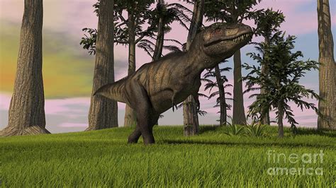 Tyrannosaurus Rex Hunting In Grasslands Digital Art By Kostyantyn Ivanyshen