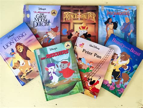Vintage 1990s Walt Disney Movie Books, Set of 7, Vintage Disney Book