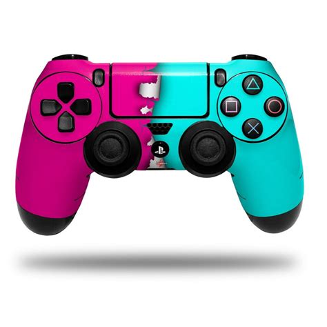 Skin Wrap For Sony Ps4 Dualshock Controller Ripped Colors Hot Pink Neon Teal Controller Not