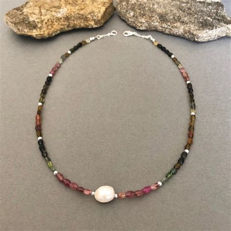 Multi Color Tourmaline Bead Necklace Small Bead Gemstone Etsy