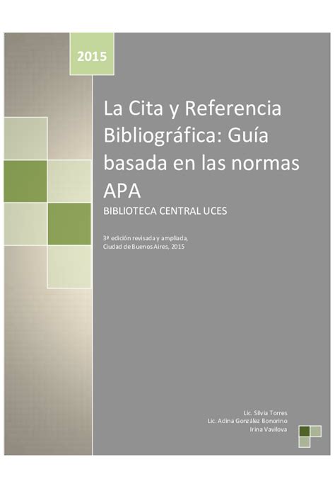 Pdf La Cita Y Referencia Bibliográfica Guía Basada En Las Normas Apa