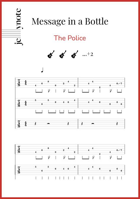 The Police Message In A Bottle Guitar And Bass Sheet Music Jellynote
