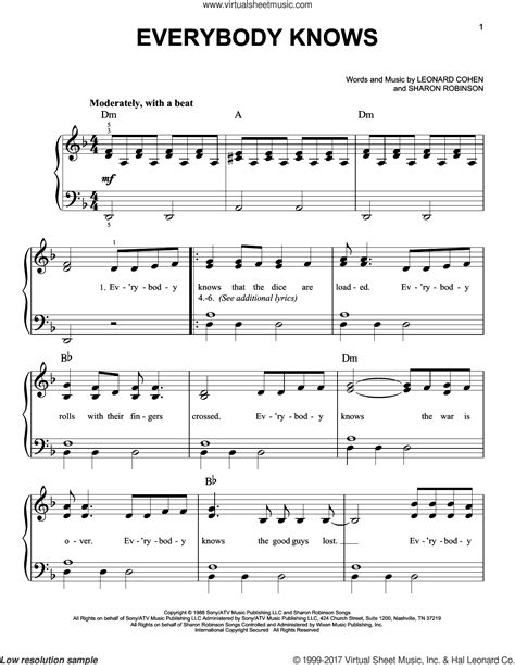 Can learn how to play main themes from these songs: Cohen - Everybody Knows sheet music for piano solo PDF