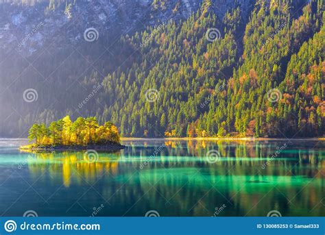 Eibsee Lake In German Bavarian Alps In Grainau Germany Stock Image