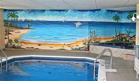 21 Swimming Pool Wall Mural Ideas Beach Mural Backyard Pool Designs