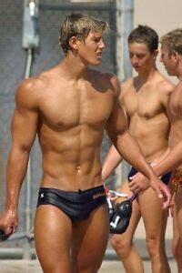 Shirtless Male Muscular Athletic Blond Haired Swimmer Jock Hunk Photo
