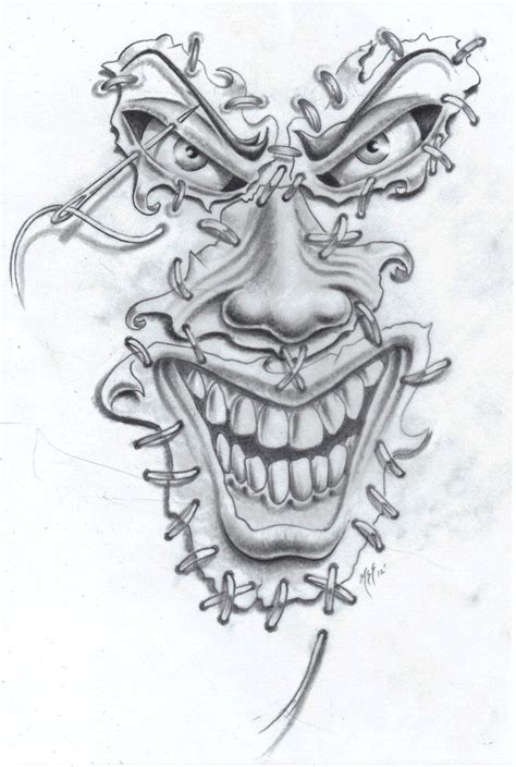 Joker Face Tat2 Commission Tattoo Art Drawings Skulls Drawing