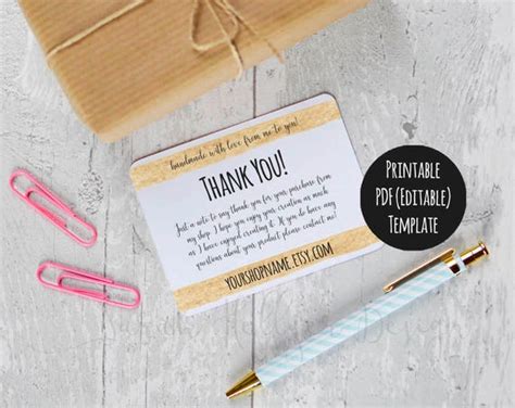 Etsy Shop Thank You Cards Instant Download Etsy Sellers Etsy