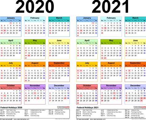 2020 Calendar Excel Calendar Printable Free