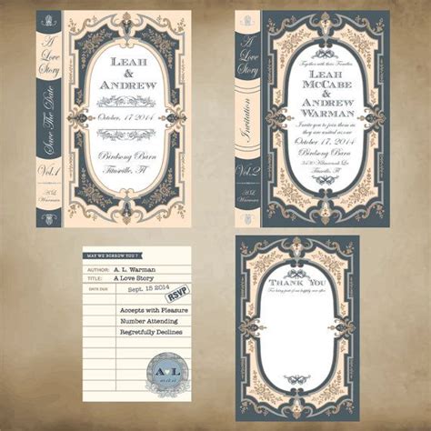 Library Book Diy Printable Wedding Invitation By Moonbunnypaperie