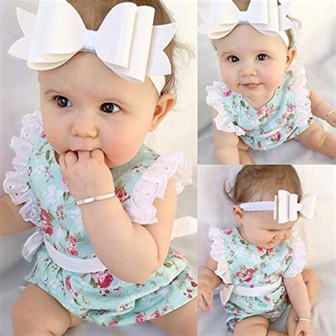 Kids Baby Girl Clothes Lace Floral Cotton Romper Bodysuit Jumpsuit