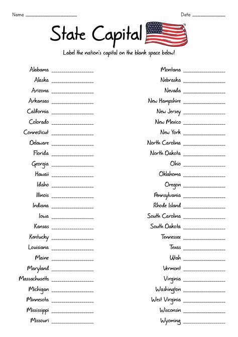 States And Capitals Quiz Printable Printable Word Searches