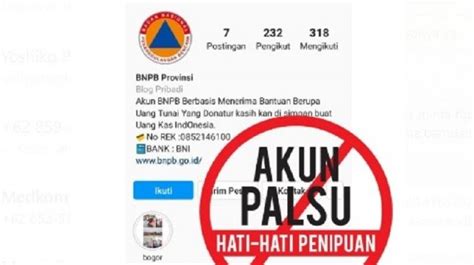 Modus Cari Donasi Corona Hati Hati Kena Tipu Akun Palsu Bnpb