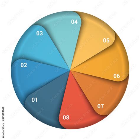 Template For Infographics Pie Chart 8 Positions Isolated Stock