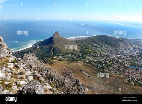 The View Of Lions Head From Table Mountain Cape Town South Africa