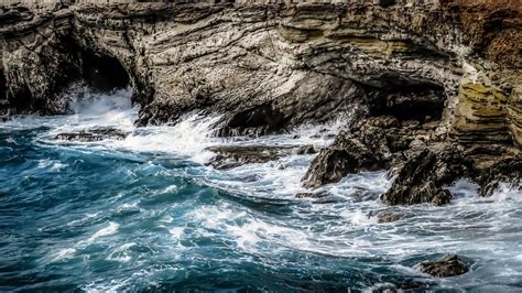 Rocky Coast Sea Caves Waves Free Photo On Pixabay
