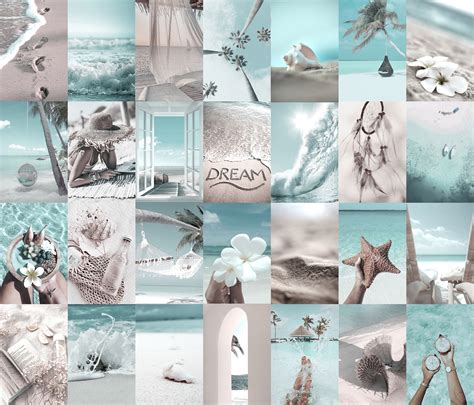 120pcs Beach Wall Collage Kit Aesthetic Blue Boho Summer Etsy España