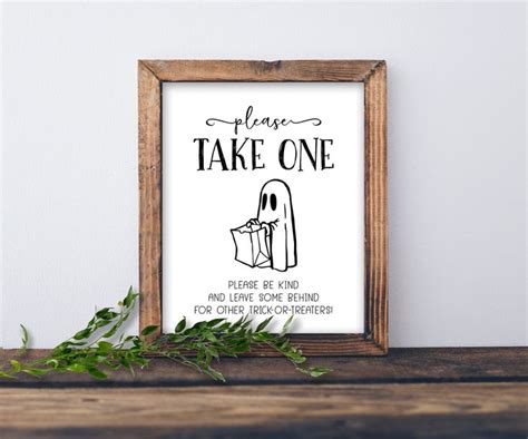Please Take One Sign Halloween Trick Or Treat Instant Etsy Happy