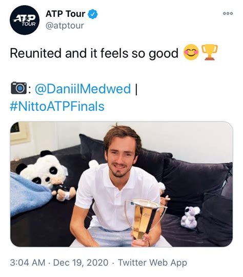 Dopo denis kudla nel 2015, daniil medvedev ha vinto il young guns contest by tecnifibre, competizione organizzata dall'azienda francese per. Daniil Medvedev reacts to finally being 'reunited' with ...