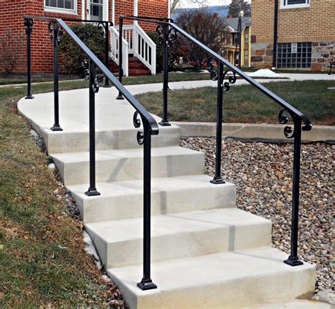 Metal Step Railing Outdoor Exterior Railings And Handrails For Stairs Porches Decks