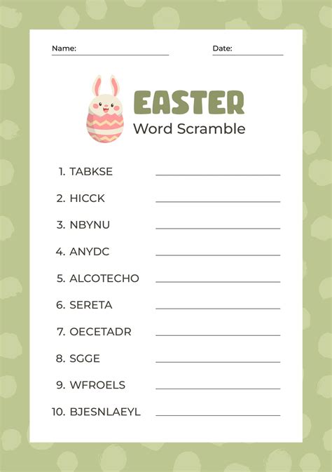 4 Best Easter Word Scramble Printable Pdf For Free At Printablee
