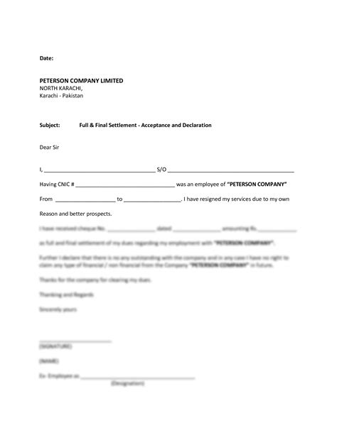 Solution Full And Final Settlement Letter Sample Studypool
