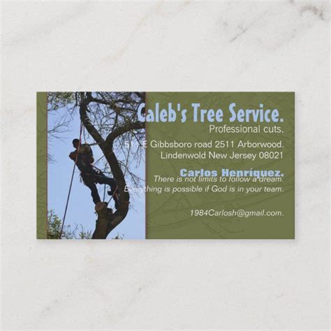 Tree Service Business Card Tree Service Services