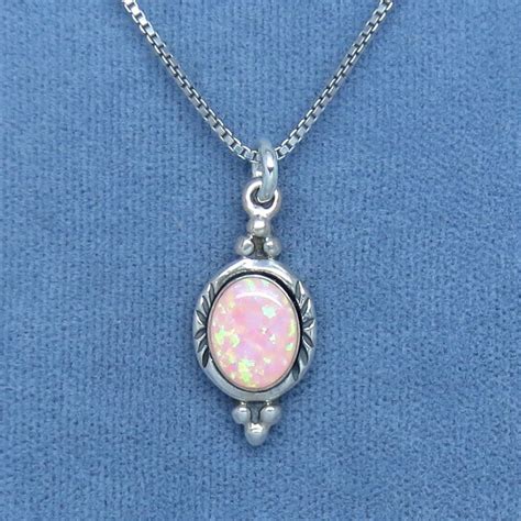 Dainty Soft Pink Opal Necklace Sterling Silver Lab Created Etsy