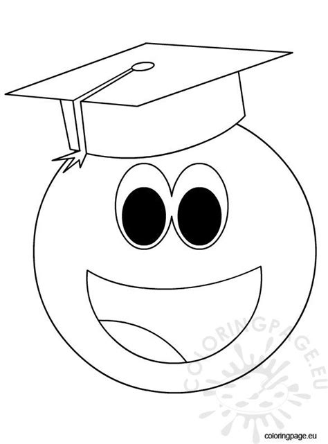 Smiley Face With Graduation Cap Coloring Page