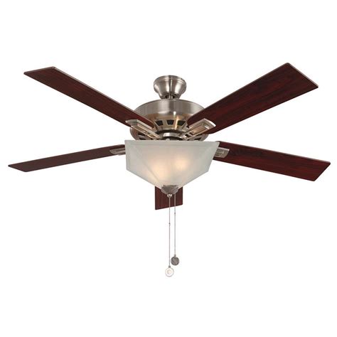 What is a designer ceiling fan? Design House Hann 52 in. Indoor Satin Nickel Ceiling Fan ...